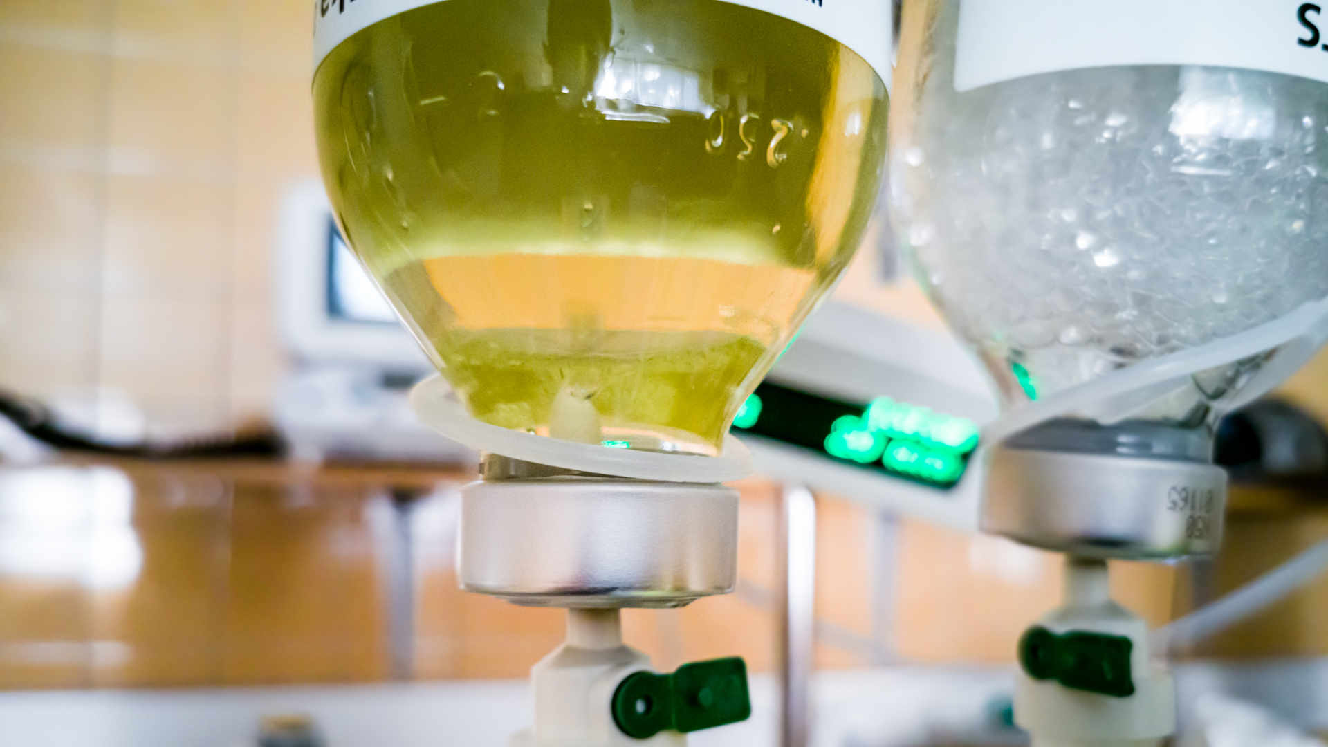 Bottle of albumin hanging