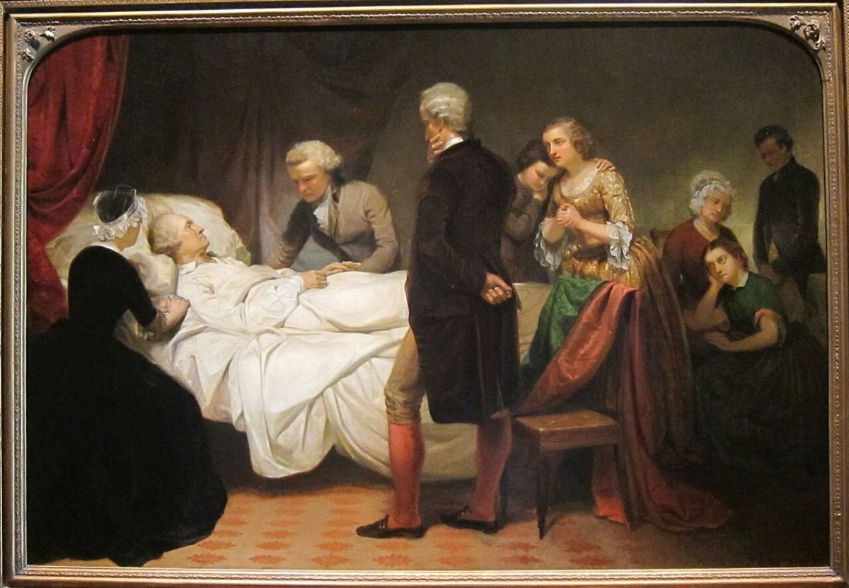Junius Brutus Stearns, Washington on his Deathbed, 1851. Oil on canvas. Wikimedia. Public domain.