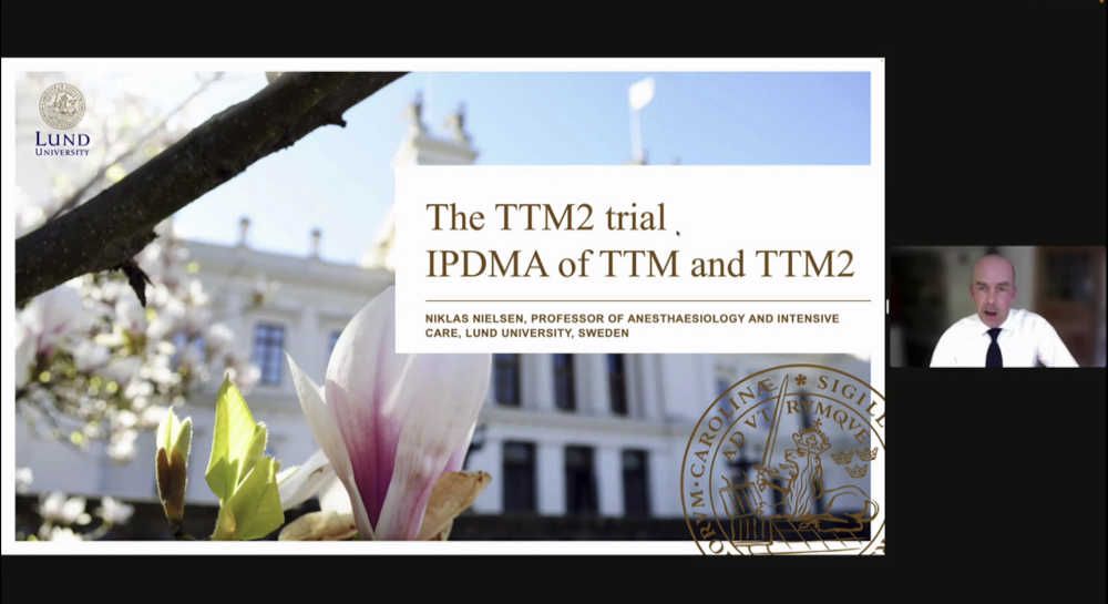 Niklas Nielsen presenting the TTM2 trial at CCR22